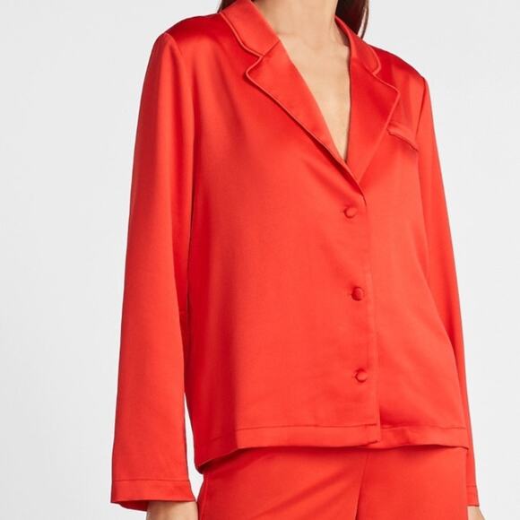 Express Tops - NWT Express x Ladygang pajama style silky red top sz S